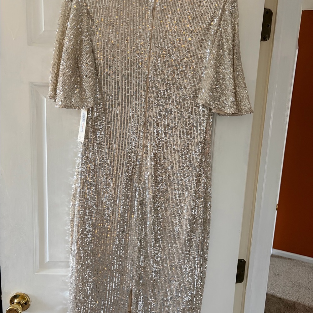 Eliza J Silver Sequin Flutter Sleeve Dress - Picture 6 of 7
